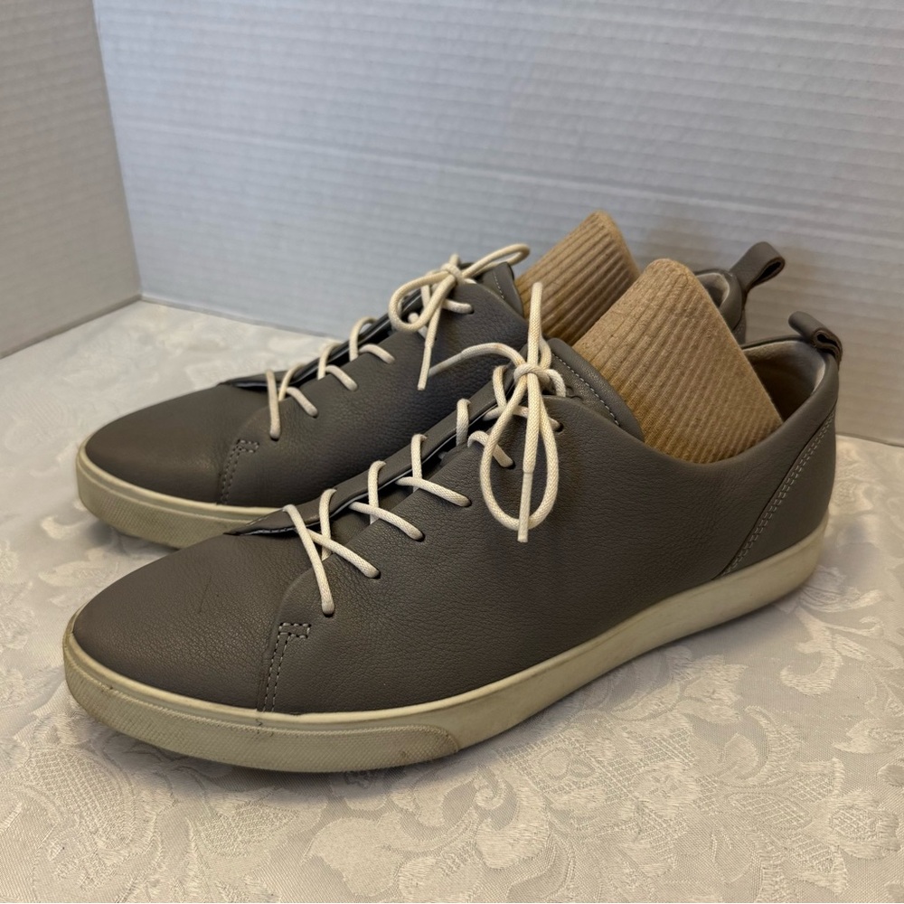 Ecco Size 40 9/9.5 Gillian Lace Up Tie Sneaker‎ Comfort Shoe Gray Leather